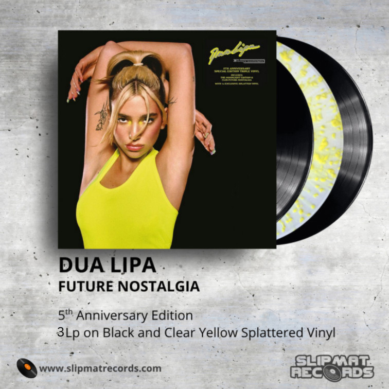 Dua Lipa - Future Nostalgia 5th Anniversary Special Edition 3Lp on Black and Clear Yellow Splattered Vinyl _ Slipmat Records